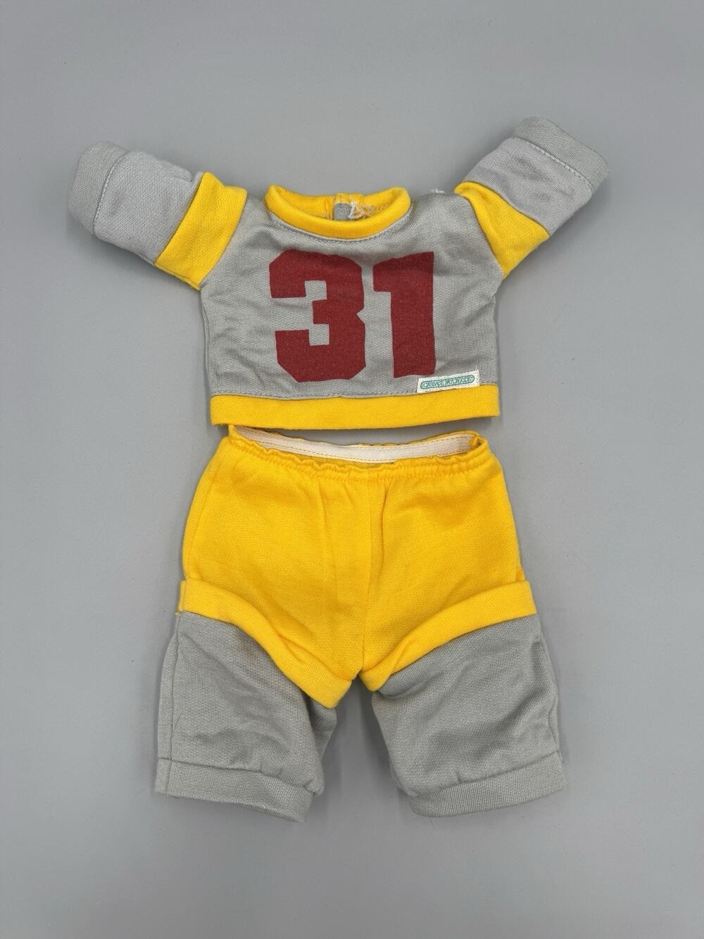 Vintage Cabbage Patch Kids Doll Sweatsuit Coleco Red Gray Yellow Outfit